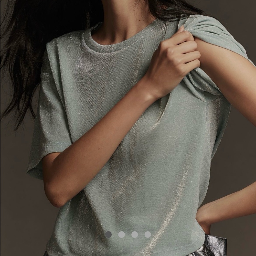 Anthro short sleeve cropped shine tee